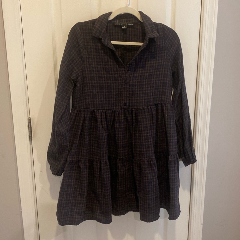 HYFVE navy and brown size S collared dress